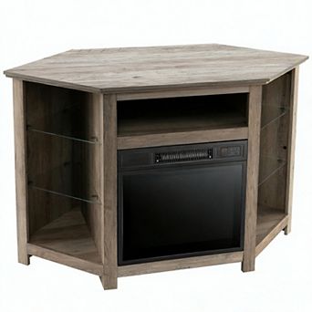 Costway Fireplace TV Stand with Led Lights & 18'' Electric Fireplace for Tvs up to 50''