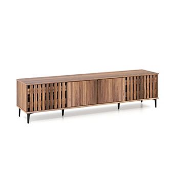 Costway 4-Door TV Stand for 80 in TVs, Mid Century Modern Entertainment Center