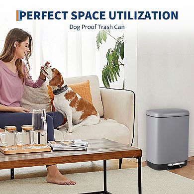 Step-On Stainless Steel Trash Can 12L/3.2 Gal - Soft Close Lid - Removable Inner Bucket