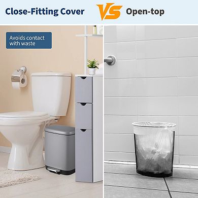 Step-On Stainless Steel Trash Can 12L/3.2 Gal - Soft Close Lid - Removable Inner Bucket