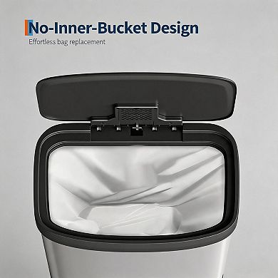 Large Capacity Step Kitchen Trash Can 60L / 16 Gallon Stainless Steel Bin