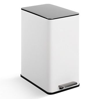 Slim Space-Saving Indoor Trash Can - 4 Gallon (15L) Stainless Steel Step Bin with Soft-Close Lid