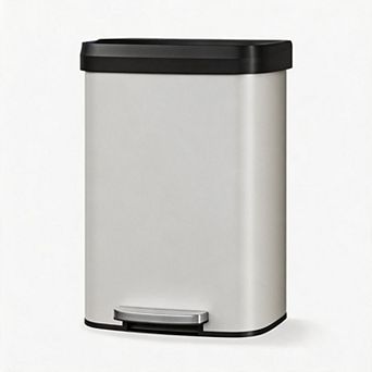 13 Gallon / 50L Stainless Steel Kitchen Trash Can Step-On Pedal, Soft Close Lid