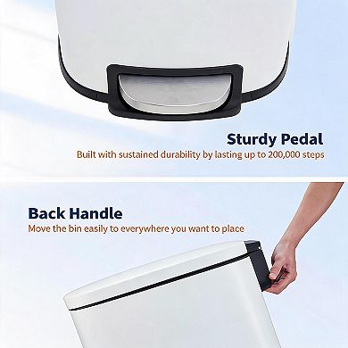 Space-Saving Slim Trash Can - 13.2 Gallon 50L Stainless Steel Kitchen Recycling Bin with Step Pedal