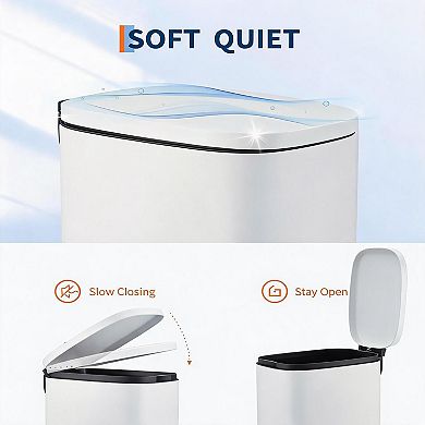 Space-Saving Slim Trash Can - 13.2 Gallon 50L Stainless Steel Kitchen Recycling Bin with Step Pedal