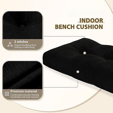 Tufted Non Slip Overstuffed Bench Cushion Microfiber Foam Seat Easy Care