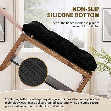 Tufted Non Slip Overstuffed Bench Cushion Microfiber Foam Seat Easy Care