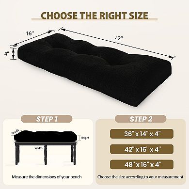 Tufted Non Slip Overstuffed Bench Cushion Microfiber Foam Seat Easy Care