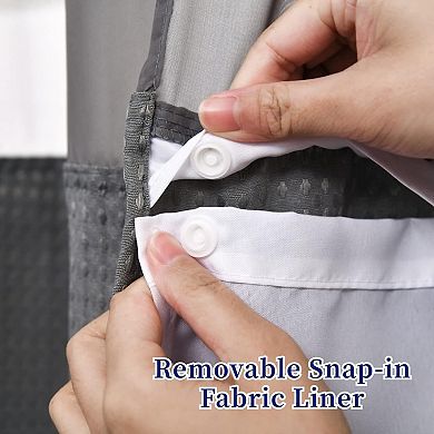 Waffle Weave Shower Curtain Snap In Liner Waterproof Hotel Grade Easy Install Washable