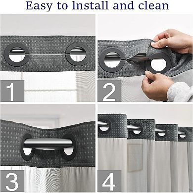 Waffle Weave Shower Curtain Snap In Liner Waterproof Hotel Grade Easy Install Washable