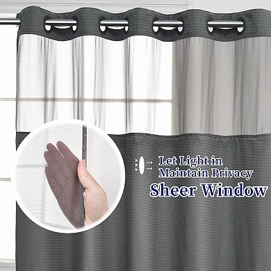 Waffle Weave Shower Curtain Snap In Liner Waterproof Hotel Grade Easy Install Washable