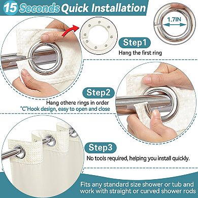 Snap In Liner Shower Curtain Removable Waterproof Hotel Luxury Easy Install