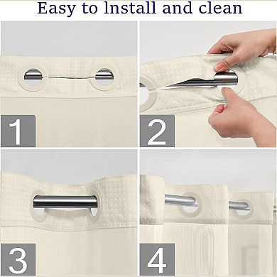 Waffle Weave Shower Curtain With Snap In Liner No Hooks Waterproof Washable