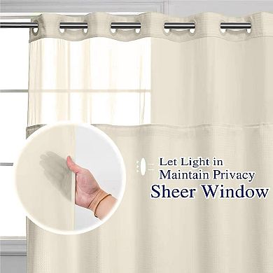 Waffle Weave Shower Curtain With Snap In Liner No Hooks Waterproof Washable