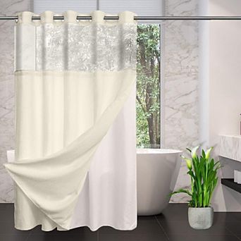 Waffle Weave Shower Curtain With Snap In Liner No Hooks Waterproof Washable