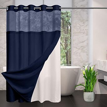 Waffle Weave Shower Curtain With Snap In Liner No Hooks Waterproof Washable