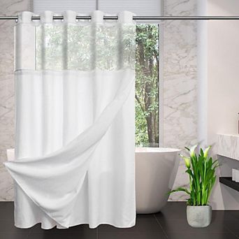 Waffle Weave Shower Curtain With Snap In Liner No Hooks Waterproof Washable