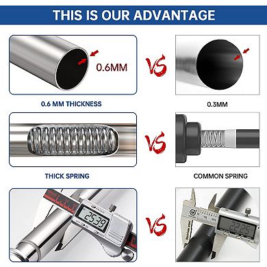 Stainless Steel Tension Rod Rustproof Non Slip Heavy Duty Multi Purpose Easy Install