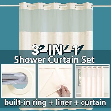 Easy Install Snap In Liner Shower Curtain Removable Waterproof Hotel Luxury