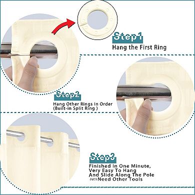 Easy Install Snap In Liner Shower Curtain Removable Waterproof Hotel Luxury