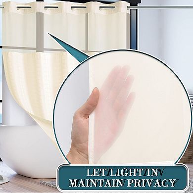 Easy Install Snap In Liner Shower Curtain Removable Waterproof Hotel Luxury