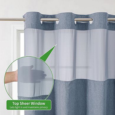 Luxury Hotel Polyester Snap In Liner Shower Curtain No Hooks Waterproof Washable
