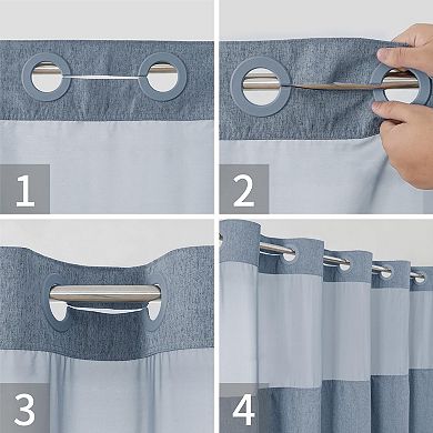 Luxury Hotel Polyester Snap In Liner Shower Curtain No Hooks Waterproof Washable