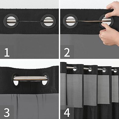 No Hooks Snap In Liner Polyester Bathroom Shower Curtain Hotel Luxury Decor