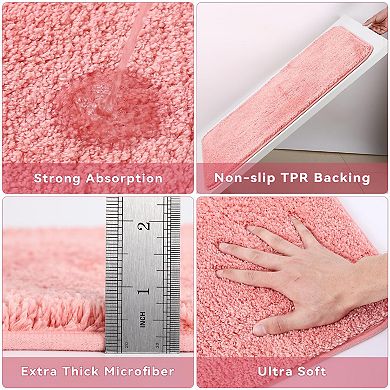 Ultra Soft Absorbent Microfiber Bathroom Accessory Glitter Shower Curtain Set