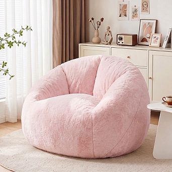 Opoiar Faux Fur Bean Bag Chair, Stuffed Bean Bag Couch for Adults & Kids, Comfy Lounge Chair for Bed