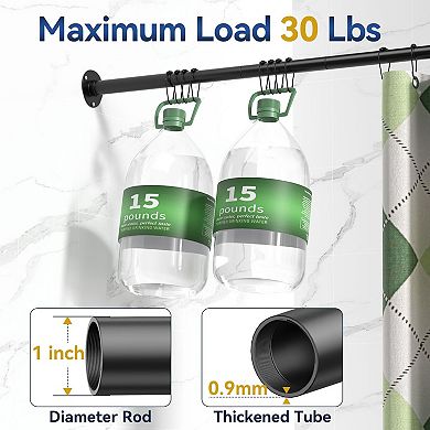 Adjustable L Shaped Stainless Steel Corner Shower Curtain Rod With 12 Rings