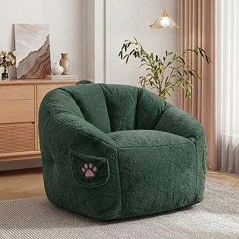 Maxspeed Bean Bag Chair for Adults,Faux Fur Memory Foam Bean Bag Couch Sofa High Back, Reading Chair