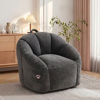 Maxspeed Bean Bag Chair for Adults,Faux Fur Memory Foam Bean Bag Couch Sofa High Back, Reading Chair