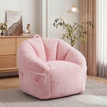 Maxspeed Bean Bag Chair for Adults,Faux Fur Memory Foam Bean Bag Couch Sofa High Back, Reading Chair