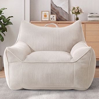 Opoiar Oversized Bean Bag Chair with Armrests, Corduroy Lazy Floor Sofa Lounge Chair