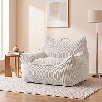 Maxspeed Corduroy Bean Bag Chair with Armrests Comfy Lazy Floor Sofa Couch for Living Room, Bedroom