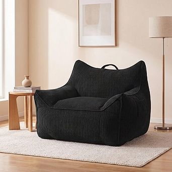 Maxspeed Corduroy Bean Bag Chair with Armrests Comfy Lazy Floor Sofa Couch for Living Room, Bedroom