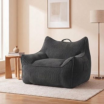 Maxspeed Corduroy Bean Bag Chair with Armrests Comfy Lazy Floor Sofa Couch for Living Room, Bedroom