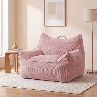 Maxspeed Corduroy Bean Bag Chair with Armrests Comfy Lazy Floor Sofa Couch for Living Room, Bedroom