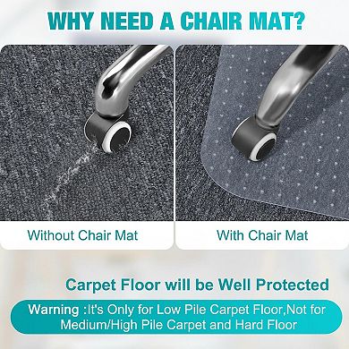 Office Chair Mat For Carpets Heavy Duty PVC Non-slip Low Flat Pile Carpet Protector Easy Glide
