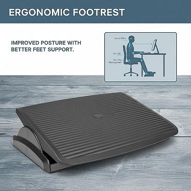 Under Desk Footrest Adjustable 3 Tilt Positions Large Non Slip Massaging Surface Office Home
