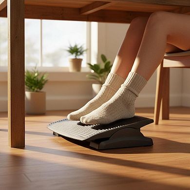 Under Desk Footrest Adjustable 3 Tilt Positions Large Non Slip Massaging Surface Office Home
