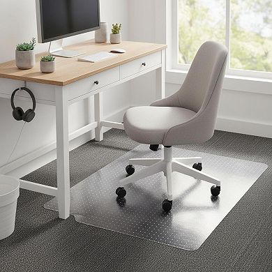 Office Chair Mat Clear Lip Flat-Pile Carpet Protection Smooth Glide