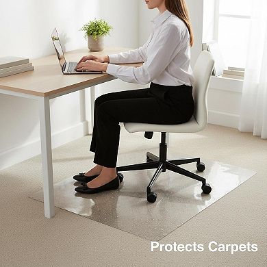 Office Chair Mat Clear Lip Flat-Pile Carpet Protection Smooth Glide