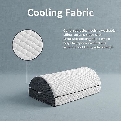 Height Adjustable Memory Foam Foot Rest Pillow Under Desk with Cooling Cover Non-Slip Bottom