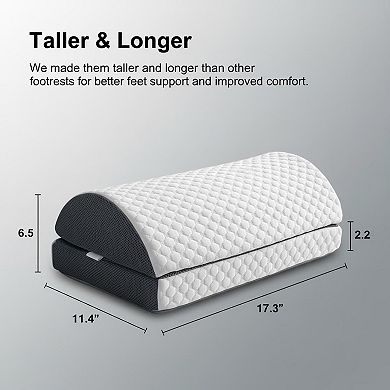 Height Adjustable Memory Foam Foot Rest Pillow Under Desk with Cooling Cover Non-Slip Bottom