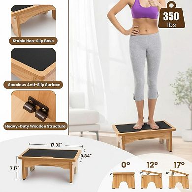 Adjustable Foot Rest Under Desk 3 Level Incline Non Slip Wooden Multipurpose Foot Stool