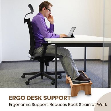 Adjustable Foot Rest Under Desk 3 Level Incline Non Slip Wooden Multipurpose Foot Stool