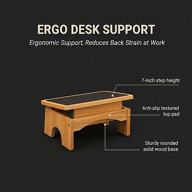Adjustable Foot Rest Under Desk 3 Level Incline Non Slip Wooden Multipurpose Foot Stool