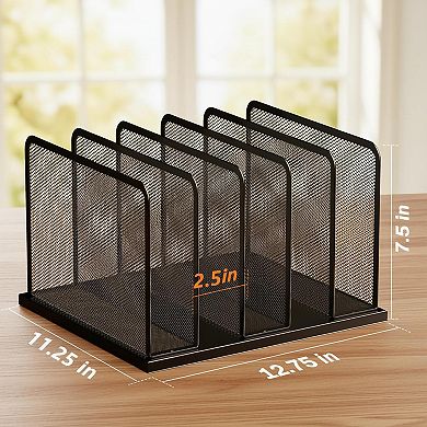 Desk File Organizer 5 Sections Heavy Duty Steel Desktop Sorter Office Home Classroom